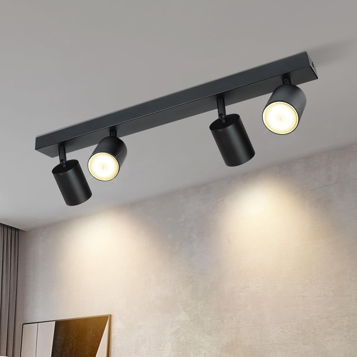 Plafondspot 4Vlammen Plafondlamp Zwart LED Plafondspot GU10