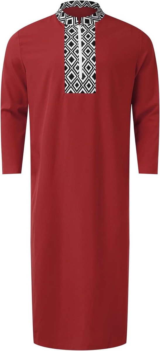 Heren thobe kaftan lange mouwen islamitische abaya moslim met zakken gebedskleding robe lang Arabisch linnen A21