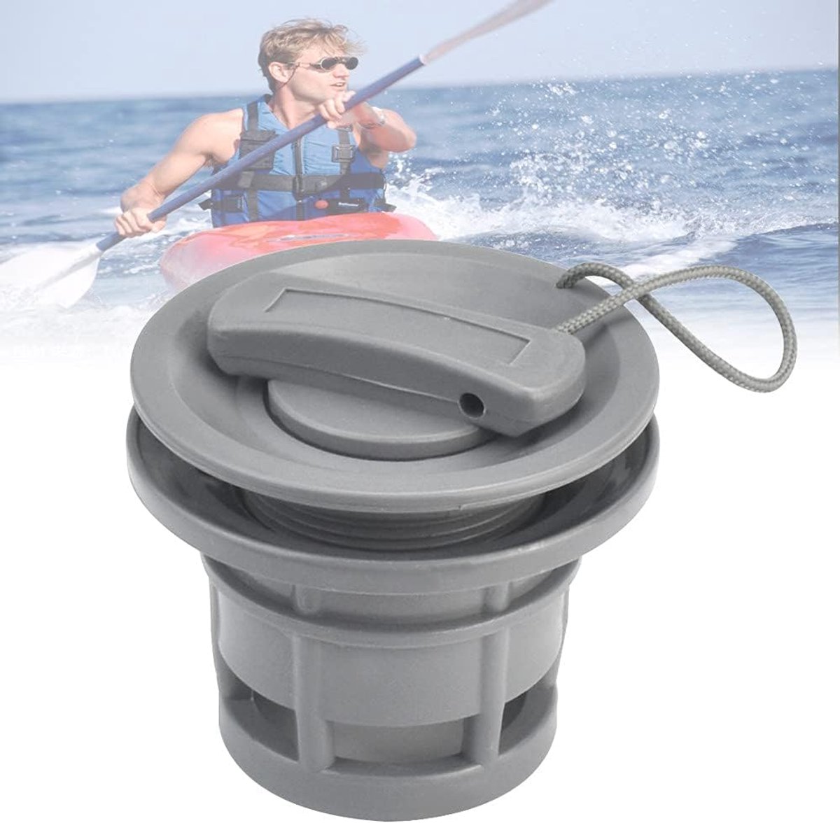 Pvc, boot, luchtvalve, kajak, kano, luchtventiel, dubbele sluiting, vervangend luchtventiel voor opblaasbare boot, kajak, kano (grijs)
