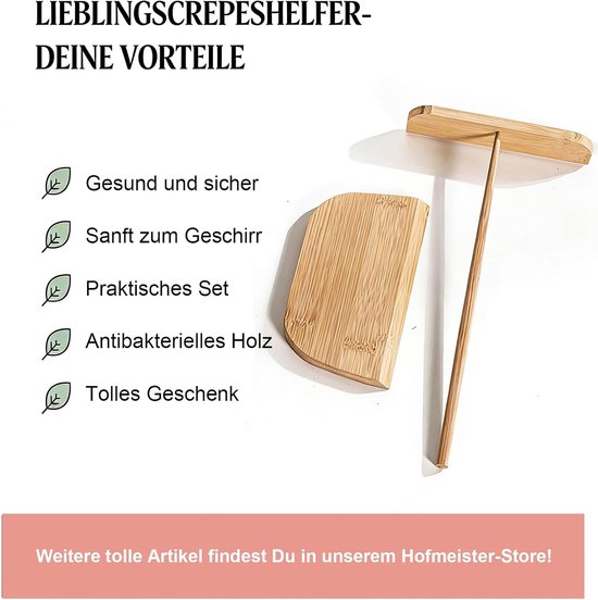Pannenkoekenset van hout, pannenkoekenverdeler en spatel voor het bereiden en draaien van pannenkoeken, herbruikbare deegverdeler voor pannenkoeken, voor thuis, keuken, bakken, koken (rood 1) — afbeelding 4