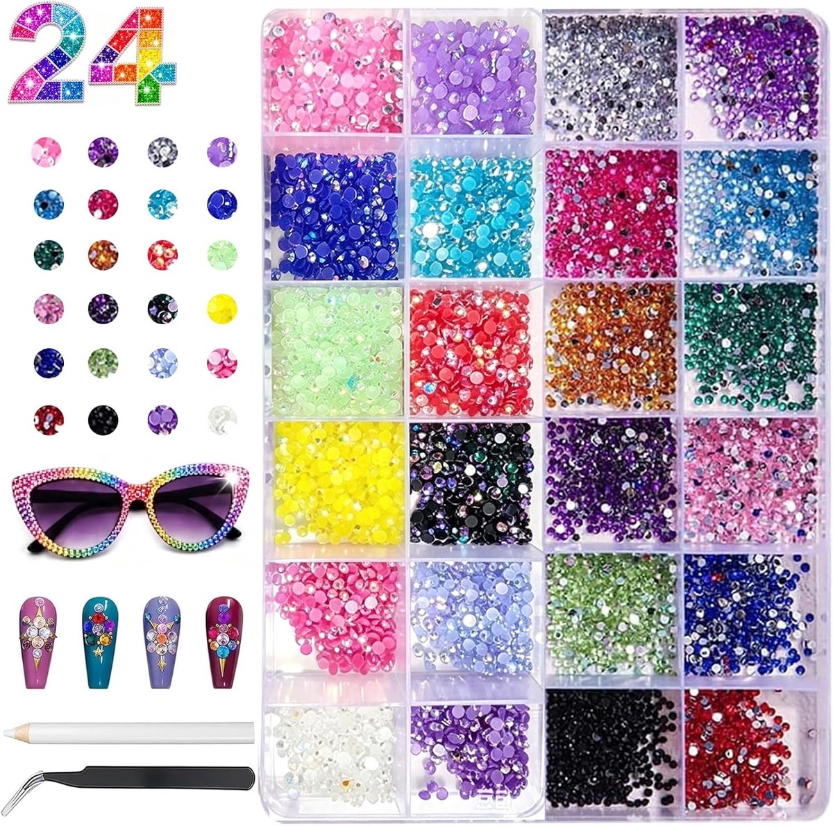 Strassteentjes voor Nagels 24 Kleuren 2 mm en 3 mm