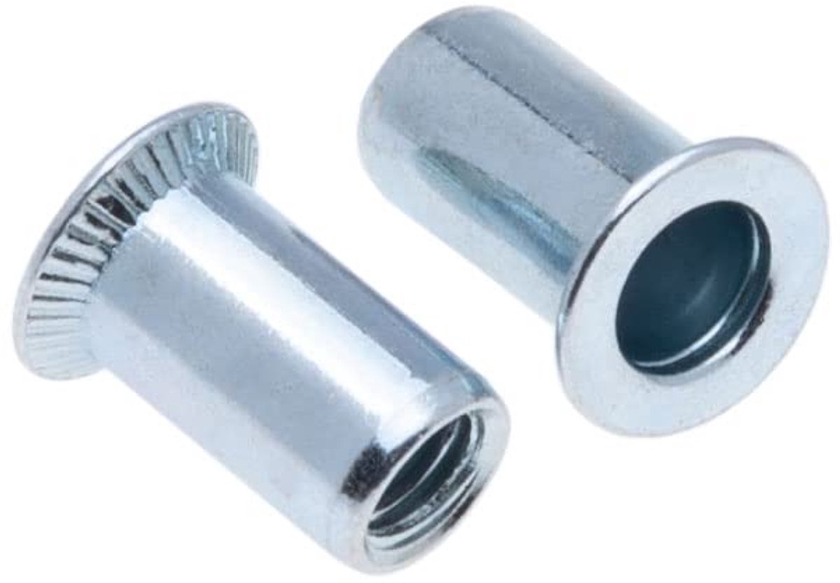 Klinkmoeren, verzonken kop rond lichaam met schroefdraad, 6mm mm moer, verzinkt stalen klinkmoer, klinknagel voor staal, legering, koper, kunststof, glasvezel en composiet (50 st.)