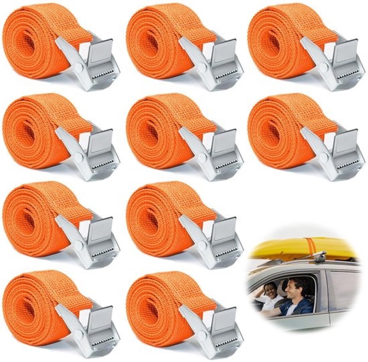Verstelbare Spanbanden 1 m - 10 Stuks, Oranje - Perfect voor Fietsendrager en Bagage