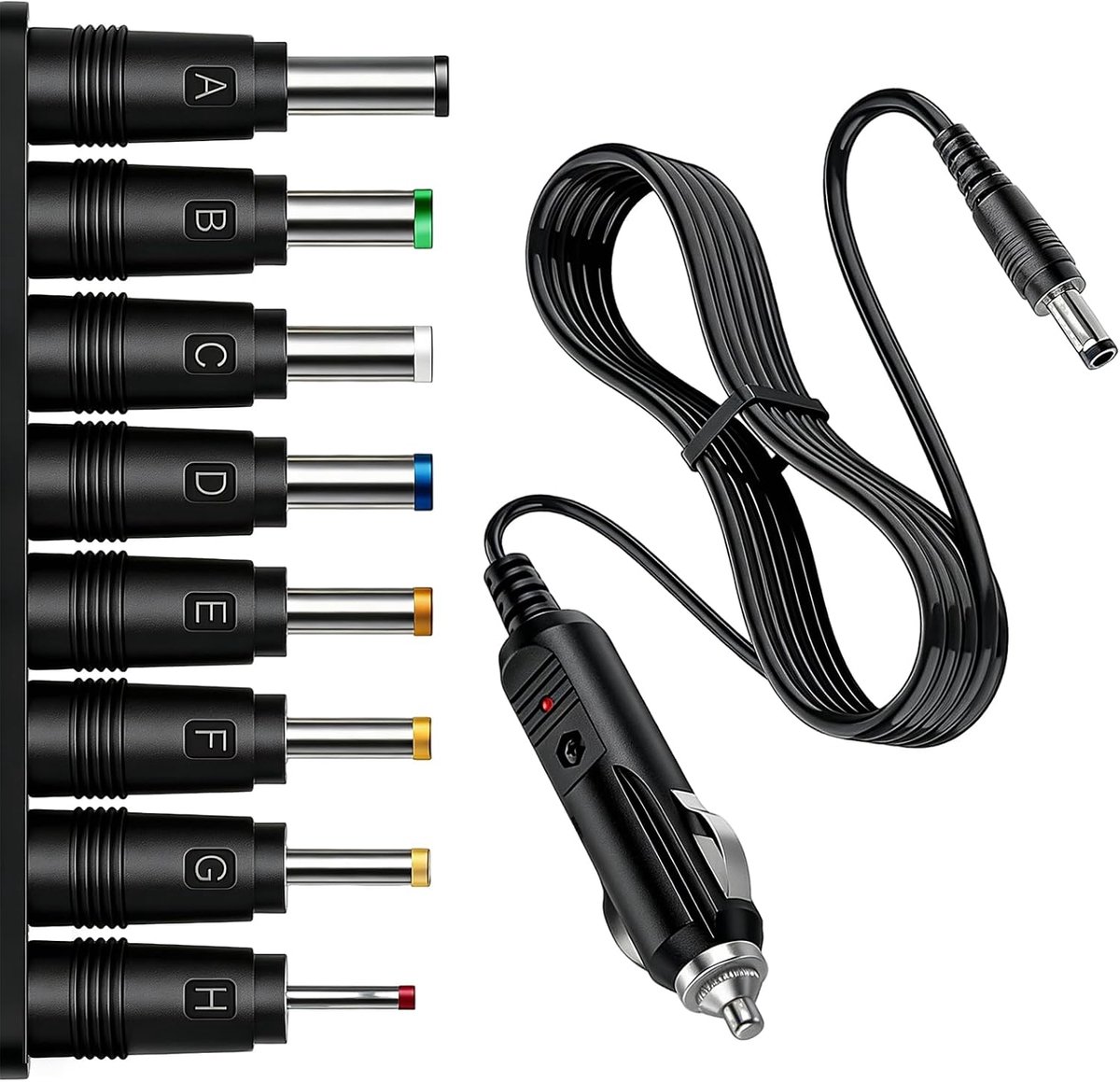 12 V 3 A Universele Auto-Voeding Met 8 Adapterstekkers, 5,5 X 2,1 Mm DC-Stekker, Voor Dvd-Speler, GPS, Tablet, Camera, Router, Draagbare Monitor, Autoadapter Voor Auto, Vrachtwagen En Camper