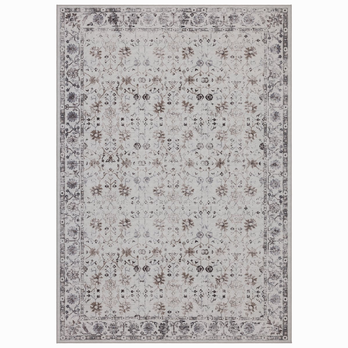 Vintage Vloerkleed Atlas Floraal 160x230 cm - Wasbaar Antislip Crème