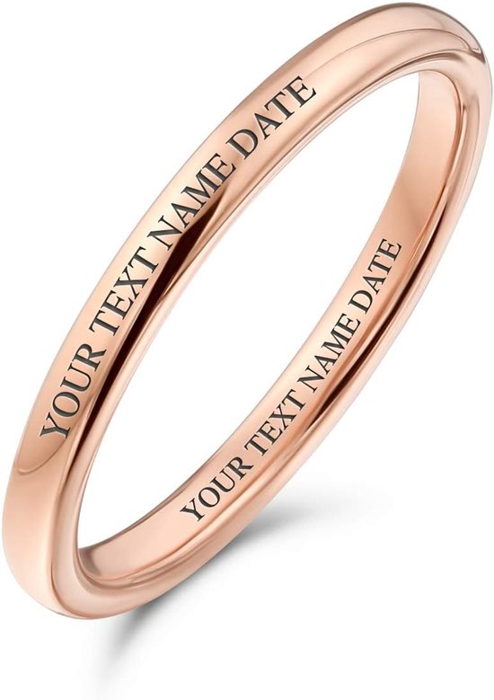 Jewelry Thin Minimalist Dome Couples Wedding Band gepolijst Rose Gold Plated Tungsten Ring for Men for Vrouwen Comfort Fit 4MM — afbeelding 4