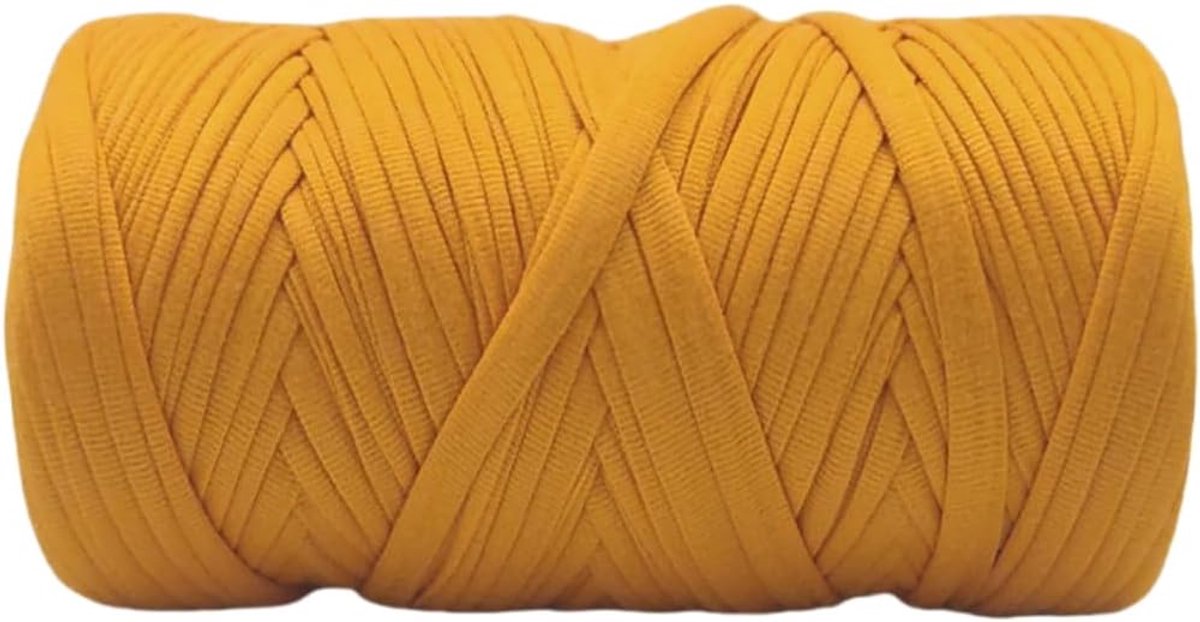 Haakgaren 200 g – zacht, gerecycled en elastisch garen voor breiwerk, tassen, tapijten, decoraties – verschillende kleuren (goud)