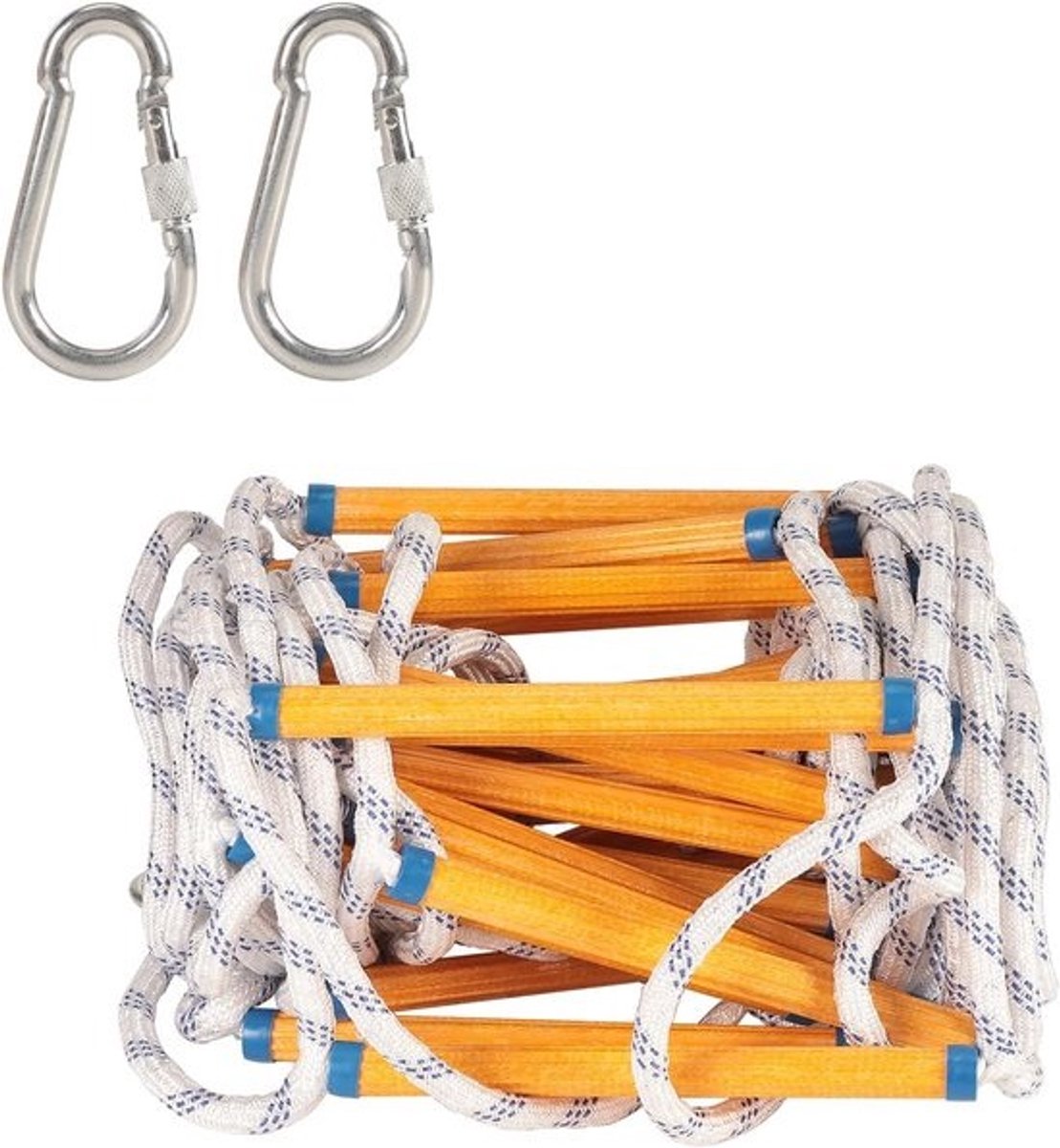 Vuurvaste Touwladder 15m met 2 Haken - Duurzame en Draagbare Noodladder