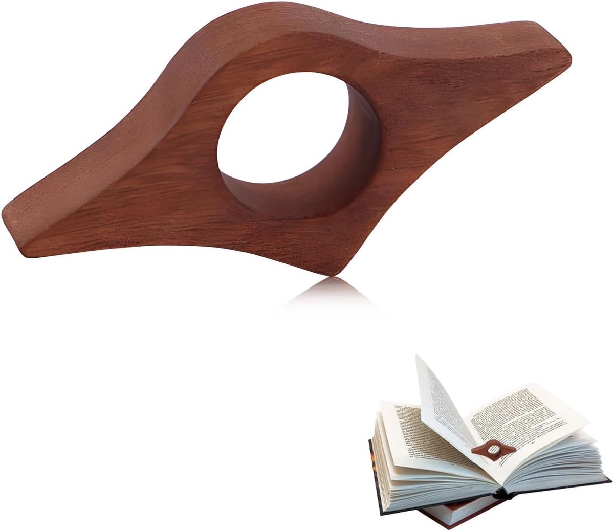 Boek Paginahouder, Houten Duimbladwijzer, Boek Paginahouder Duim Handgemaakte Bladwijzer Gemaakt van Walnoot Hout Boekopeners Leesaccessoires Cadeaus voor Boekenliefhebbers Lezers en Docenten
