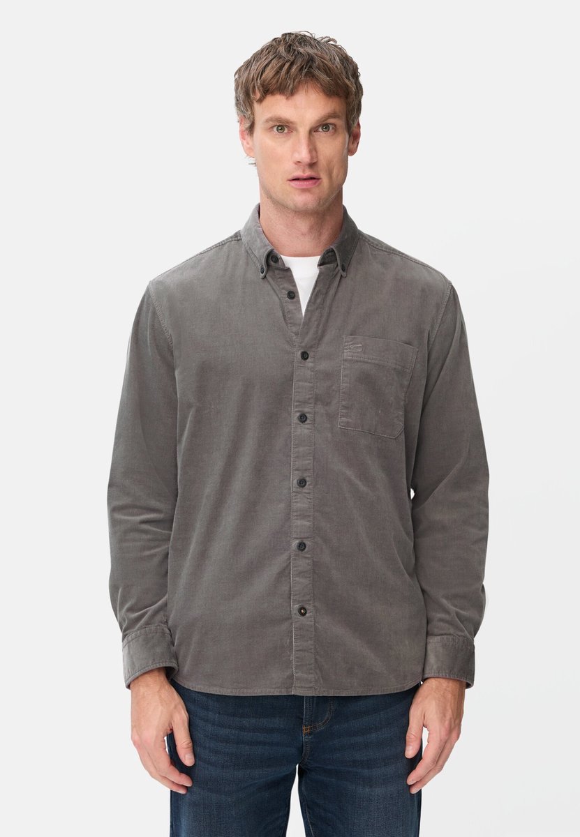 camel active Cord overhemd met 2-weg stretch - Maat menswear-M - Grafietgrijs