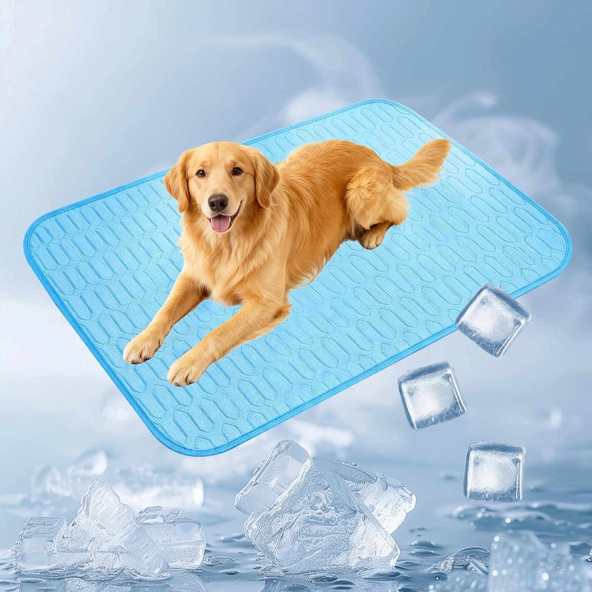 koelmat, zelfkoelende koelmat voor honden en katten, zonder gel, wasbaar, opvouwbaar, huisdier koelkussen voor zomer, auto, thuis en onderweg (L)