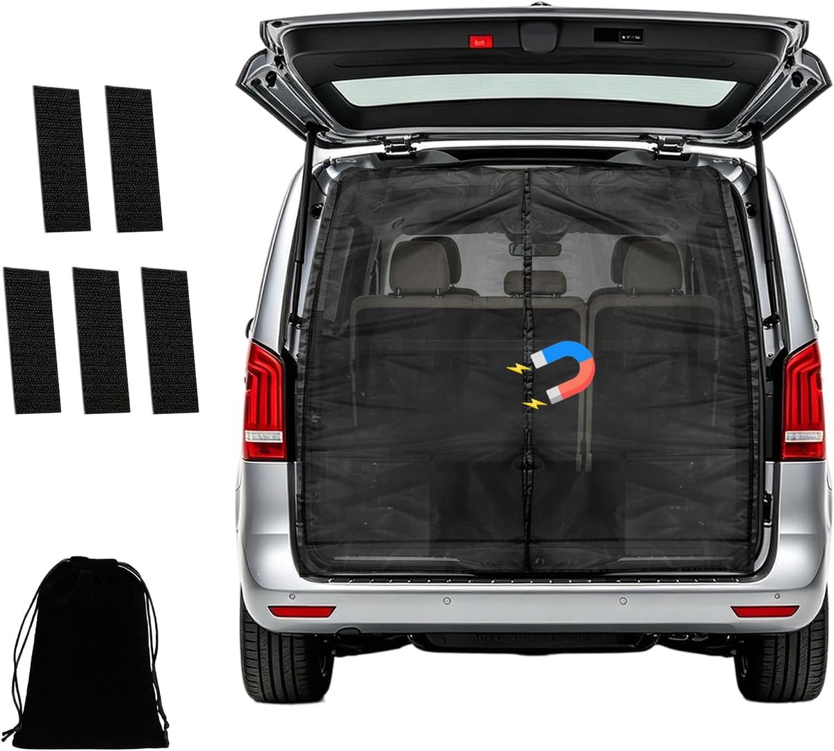 muggennet voor bestelwagen, 165 x 165 cm, vliegengaas voor Mercedes Sprinter, Fiat Ducato (standaard dak), Volkswagen Crafter, insectenhor voor bestelwagens en campers