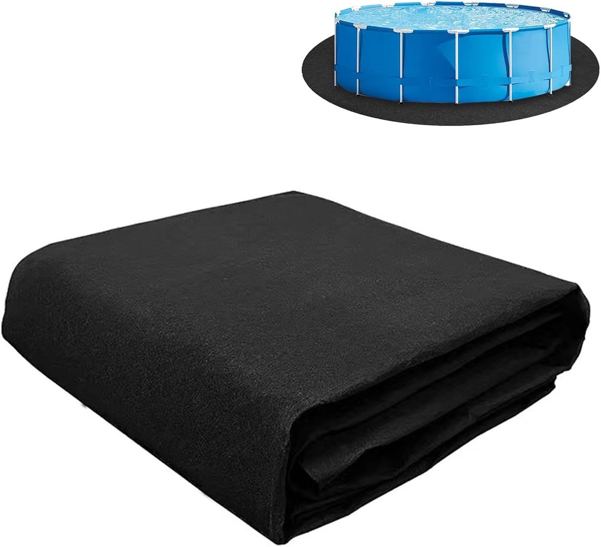 Ronde zwembadmat 370 cm - antislip buitenmat, vloerbescherming voor zwembaden en whirlpools, opvouwbaar en stevig, ideaal voor tuin en recreatie