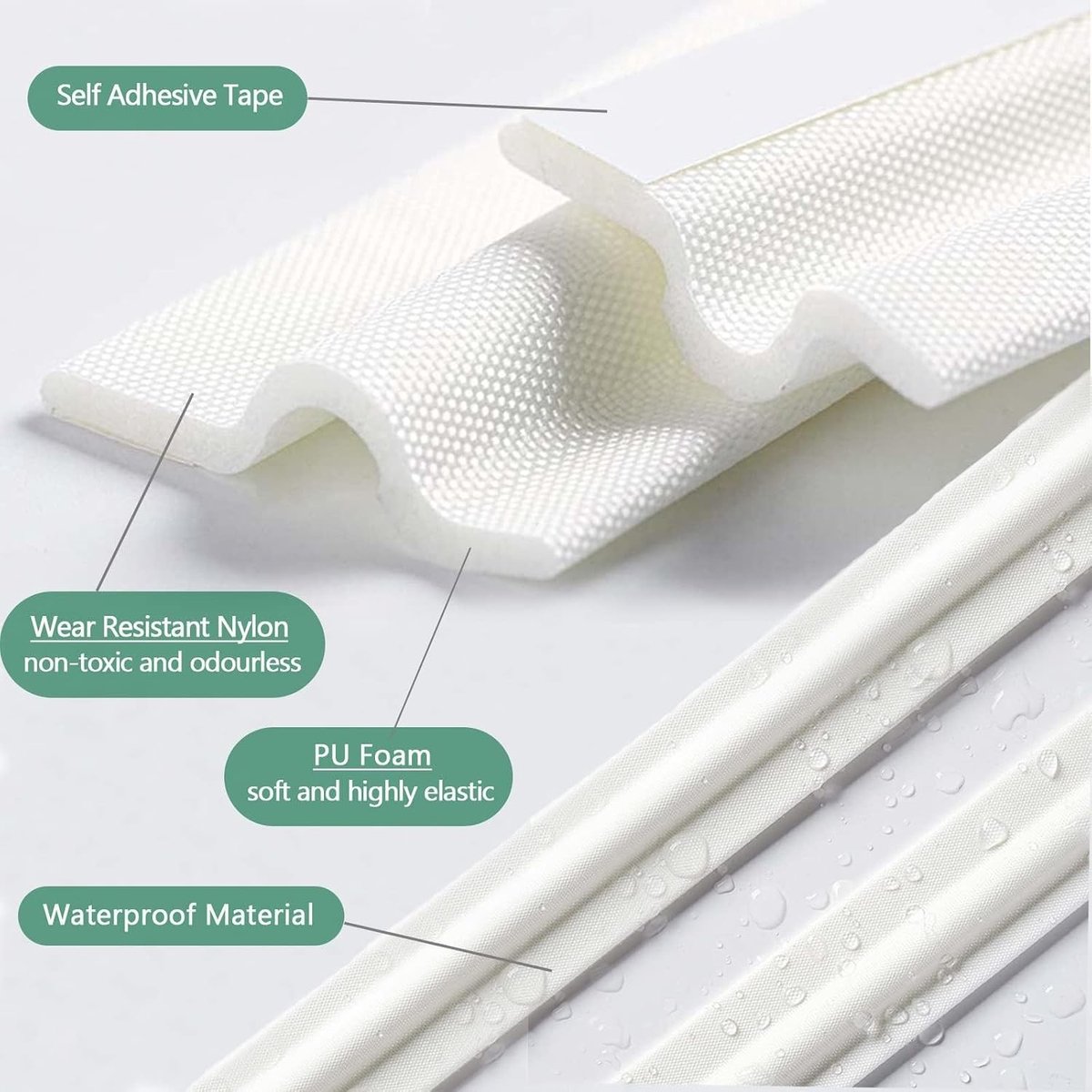 T-Shape Dichting voor Ramen, 12 m Warm Wit, Zelfklevend, Isolatie voor Ramen, Geluidsdichte Afsluitstrip voor Ramen en Deuren