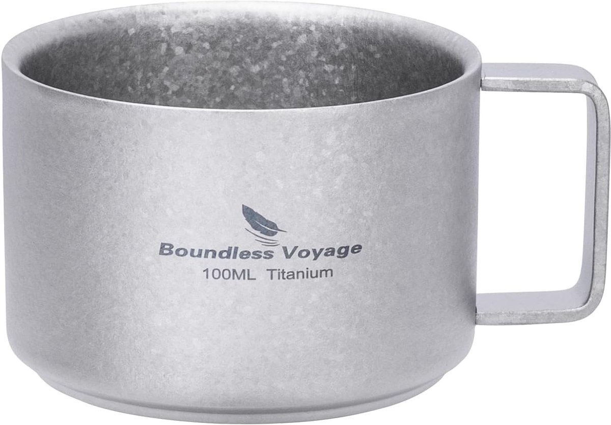 Titanium Espresso Kopje 100 ml - Dubbelwandige Geïsoleerde Koffiekop, Ultralicht, Roestvrij, Zuurbestendig en Duurzaam voor Barista's en Thuisgebruik, Perfect als Cadeau