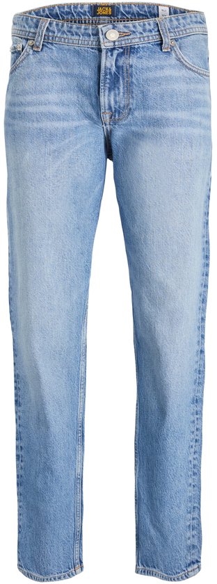 Rechte blauwe jeans voor jongens met lichte wassing en subtiele kreukels.