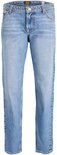 Rechte blauwe jeans voor jongens met lichte wassing en subtiele kreukels.