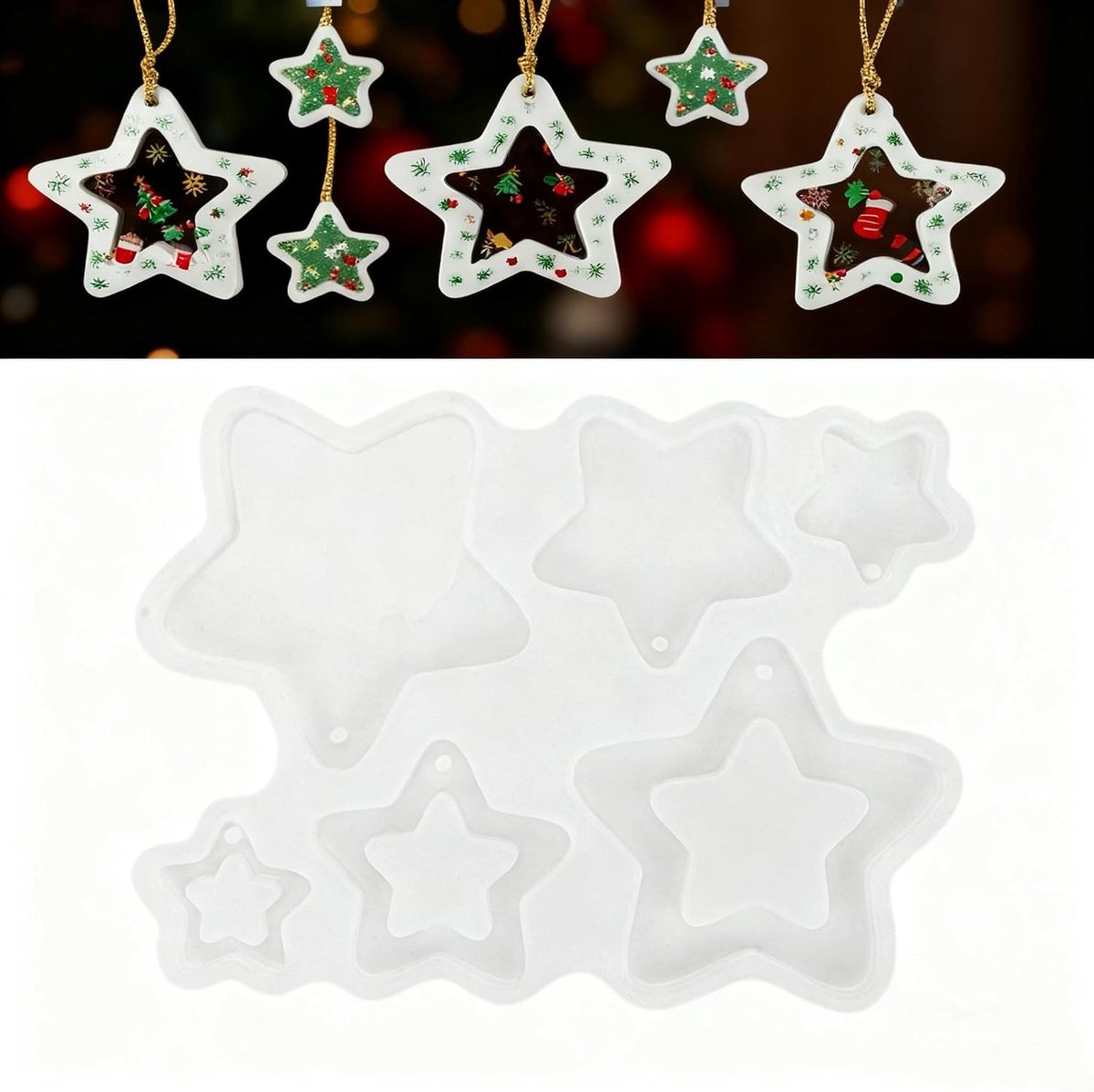 Kerst ster hanger gietvormen voor gips, DIY kerstdecoratie en handgemaakte kerstboomversiering