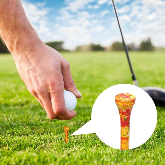 60 Stuks Biologisch Afbreekbare Bamboo Golf Tees van 70mm - Duurzame Golfaccessoires met Lage Wrijving en Curved Top — afbeelding 4