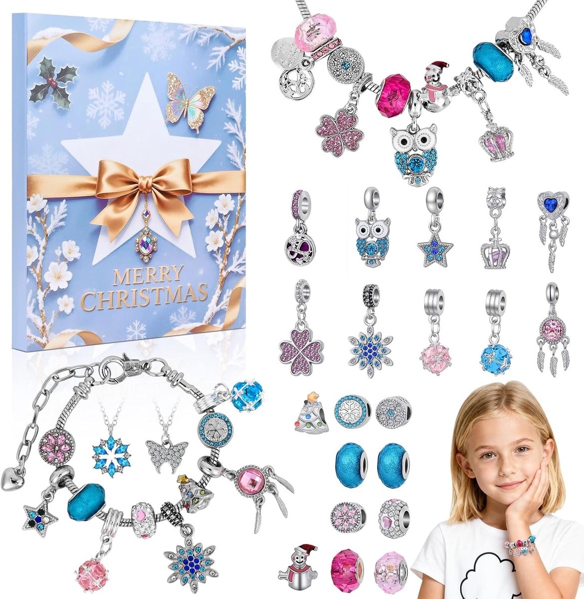 Kerstkalender met Sieraden en Creatieve Knutselset voor Meisjes - Armbanden Maken en Versieren