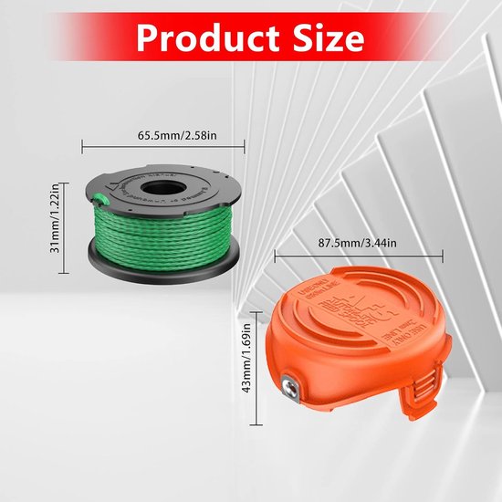 Spoelen met 90583594 Deksel, 2mm/0,08" 6,1m Spoellijnen Compatibel met de Black and Decker A6486 GL9035, GL8033, GL7033 (4 Spoelen + 1 Deksel) — afbeelding 3