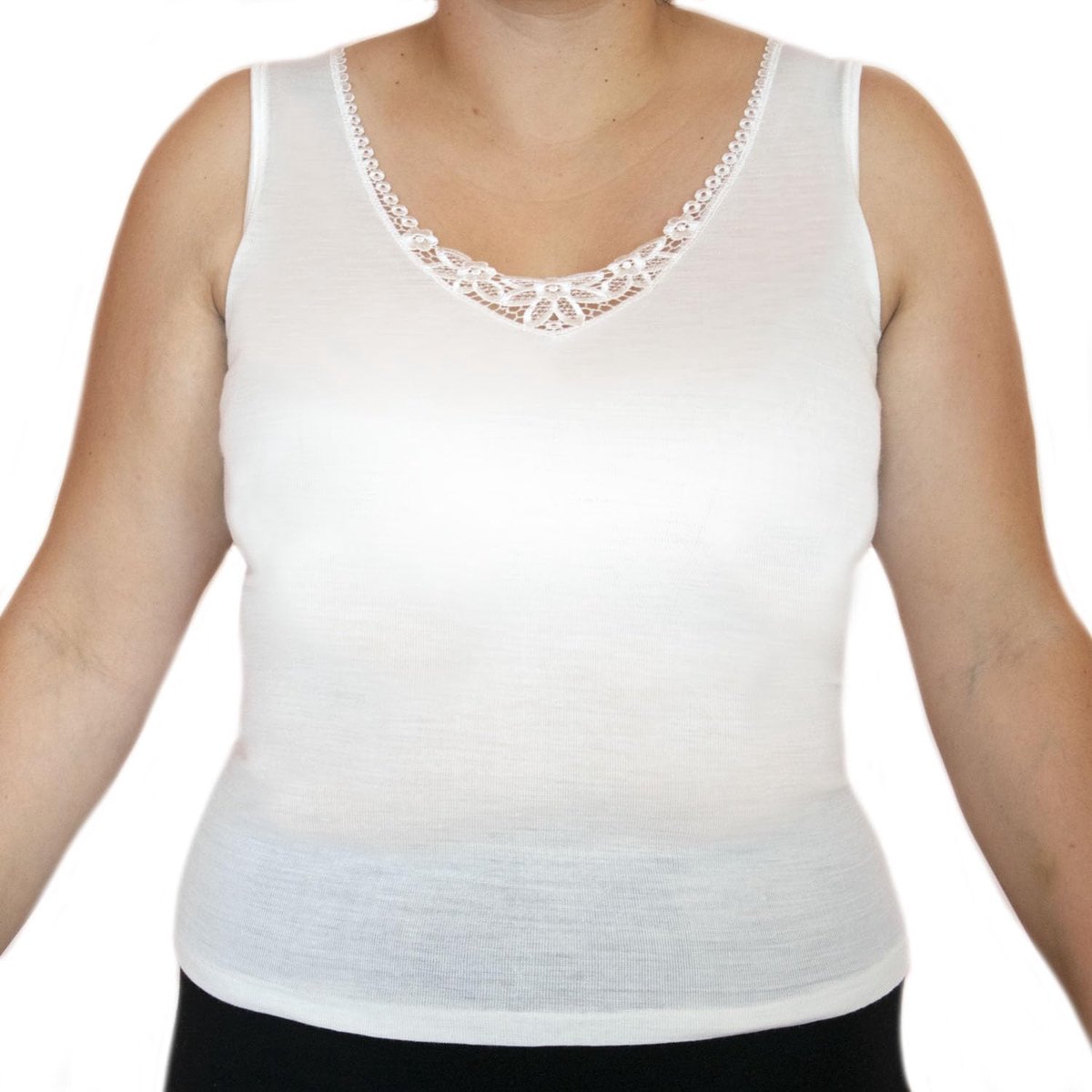 Tanktop voor dames, ondergoed, wol, 50% brede schouders, top voor dames, hemd, intieme T-shirts, 2-delige set, gemaakt in Italië