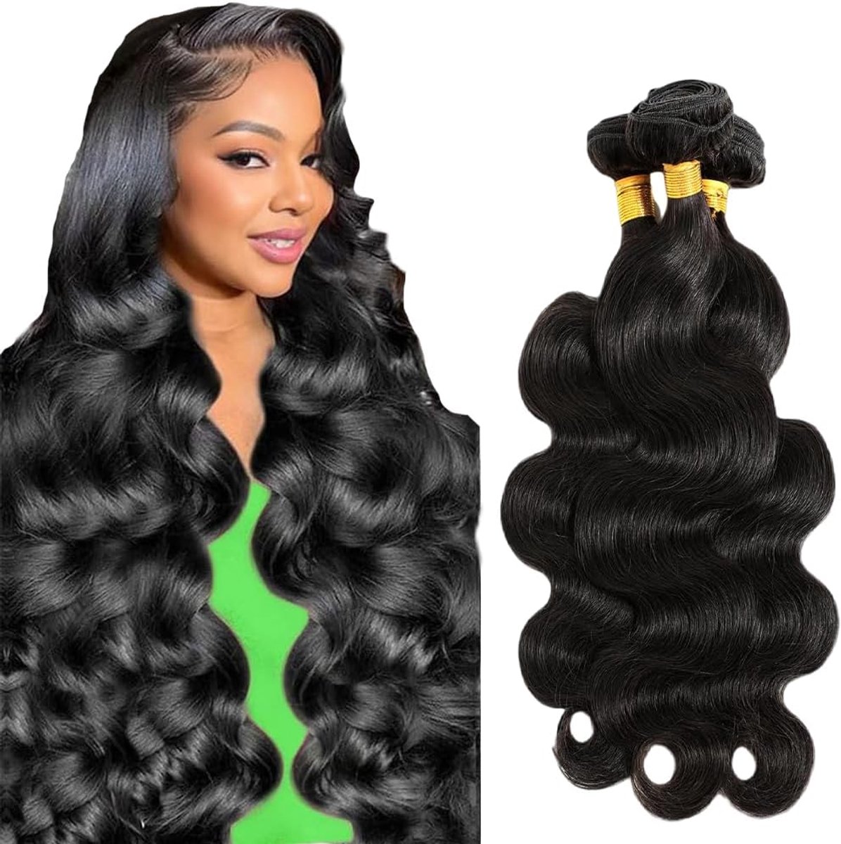 28 30 32 Inch Bundles Human Hair Extension Body Wave menselijk haar Bundles Unprocessed Brazilian Virgin Hair 1B Natural Black Minimal detachment For Women 3 Bundles Total 150g