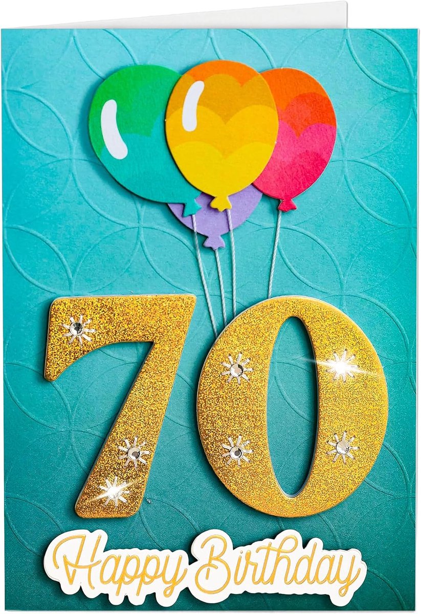 Coon Signature kaart 3D - Happy Birthday 70 met envelop en zegelsticker