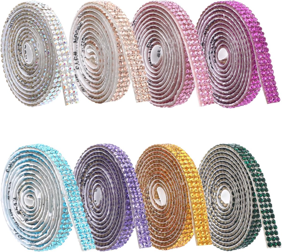 8 rollen strassband zelfklevend, glitterband zelfklevend, glitter steentjes zelfklevend, strass steentjes zelfklevend voor decoratie, cadeau, bruiloft