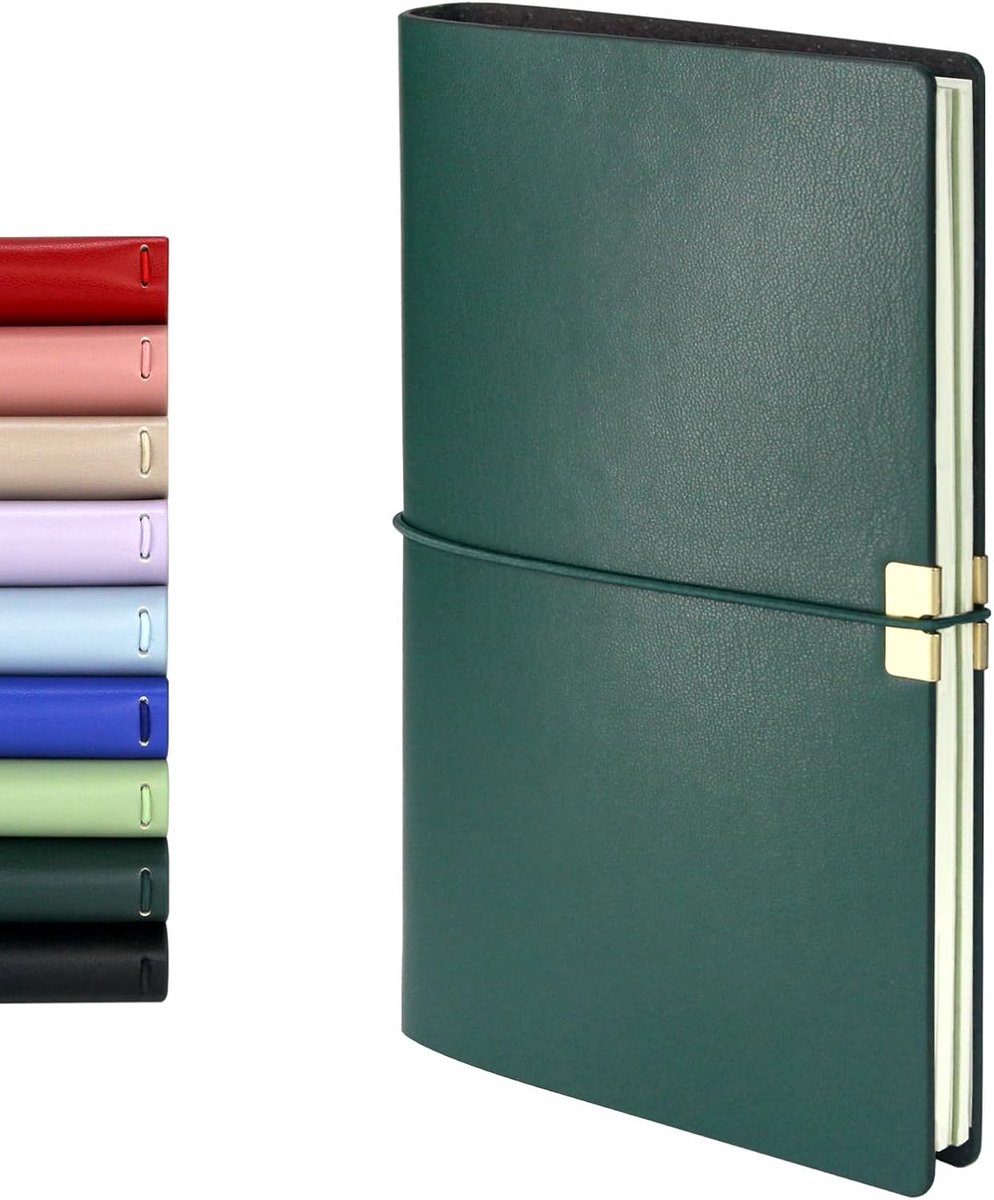 Pocket Travelers Notebook Hervulbaar Lederen Journal, Donkergroen Klein Lederen Notitieboek, Hervulbaar met 2x96 Pagina Blanco Inserts & Gidsvellen, Reisdagboek, Mini Reisdagboek