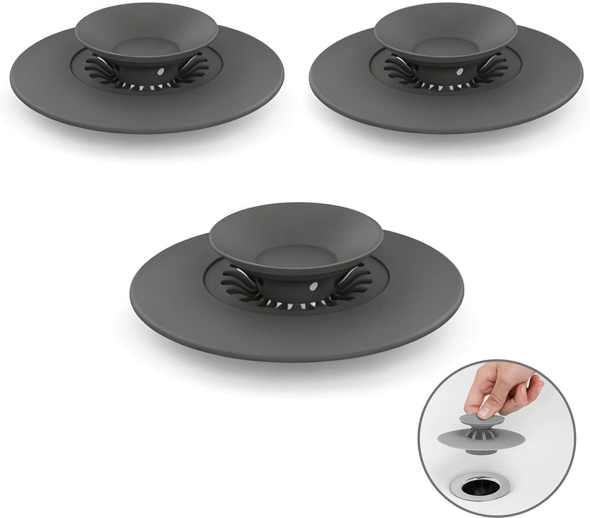 3 stuks universele siliconen badfilterstop, wastafel badkamer met haarfilter, vuilbescherming voor afvoerfilter, afvoerfilter, keuken en douche