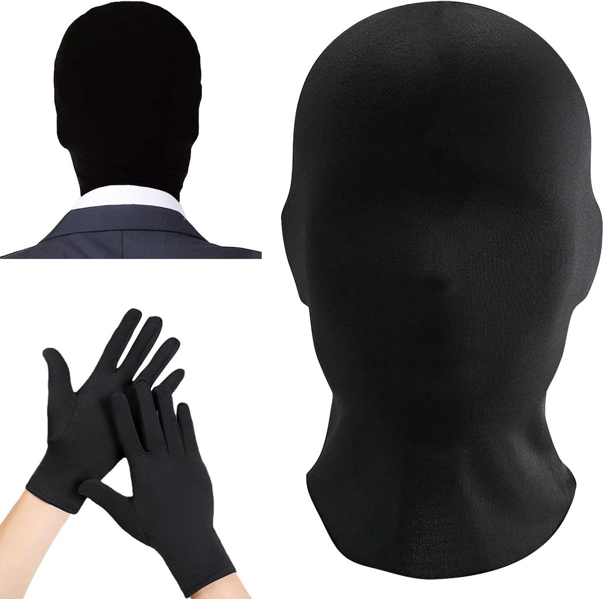 Volgelaatsmasker voor Halloween, 2 stuks, elastaan, gezichtsloos masker, hoofdmasker, gesloten hoofdmasker, uniseks, voor Halloween, cosplay, party, kostuum, cool en trendy