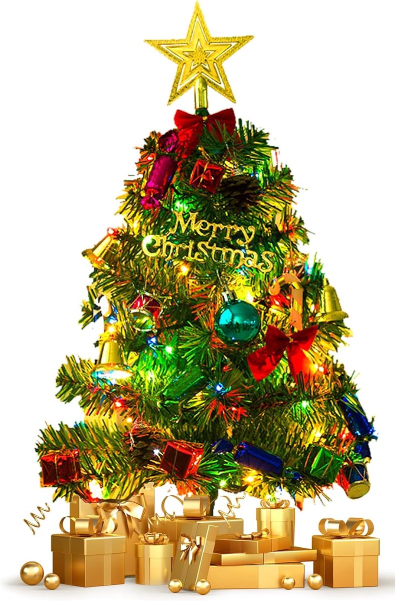 50 cm kleine kerstboom met verlichting, mini-kerstboom, tafelkerstboom, kunstkerstboom met licht voor kerstdecoratie, doe-het-zelf tafeldecoratie