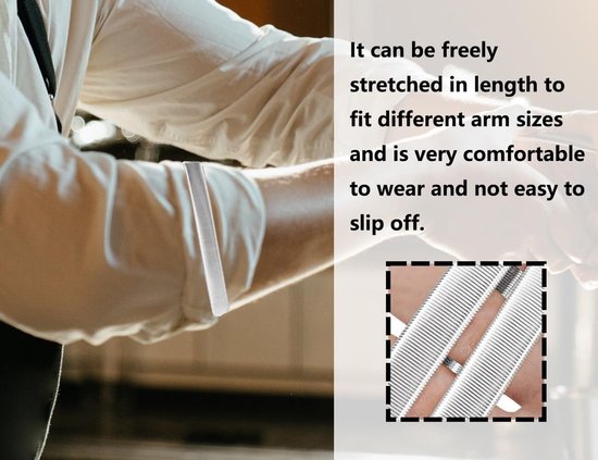 Set van 2 Zilveren Mouwhouders voor Dames - Elastische, Antislip Mouwsteunen voor Hemden en Blouses — afbeelding 4