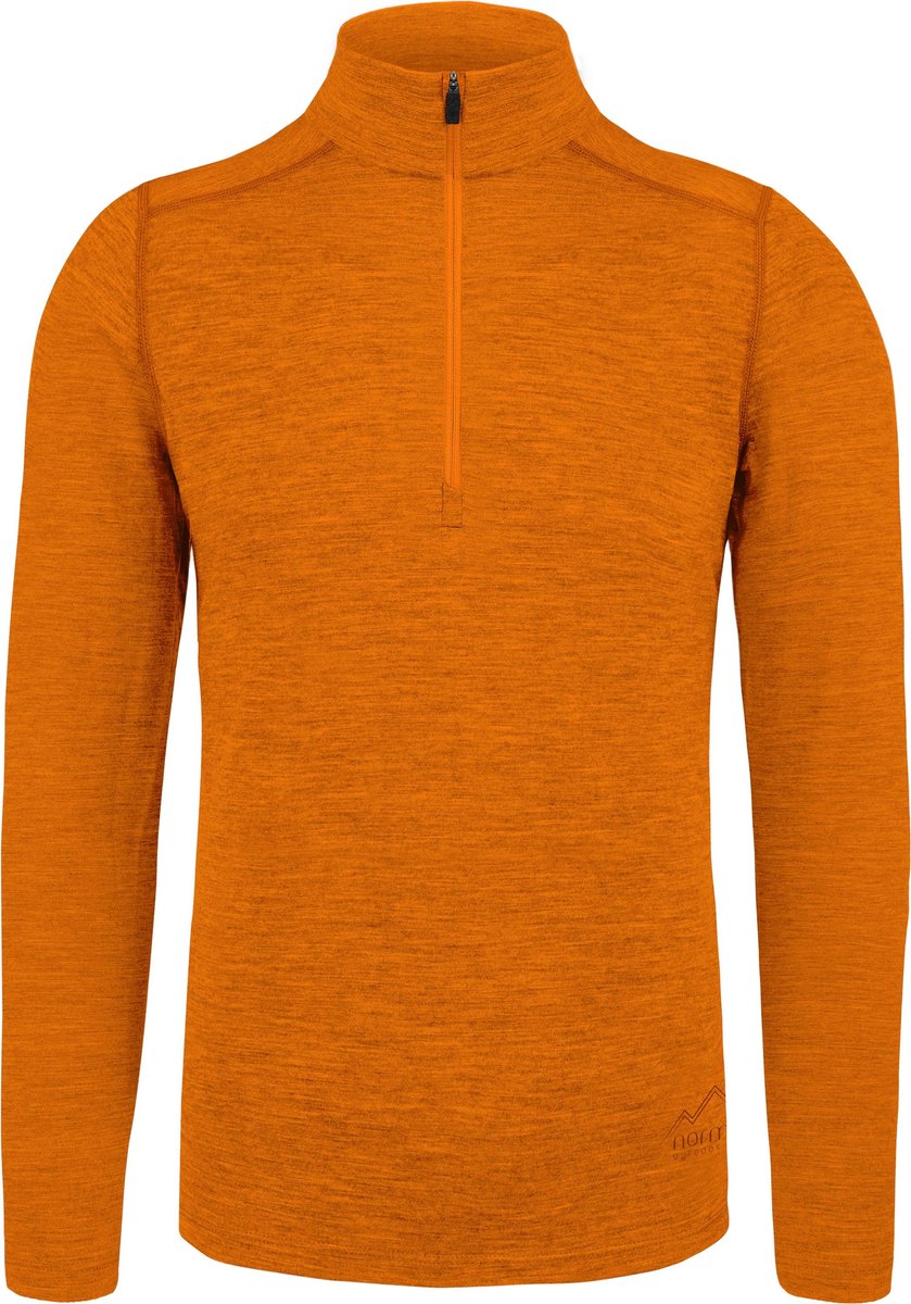 Heren-shirt met lange mouwen van merinowol en 1/4 rits „Canberra“ Oranje