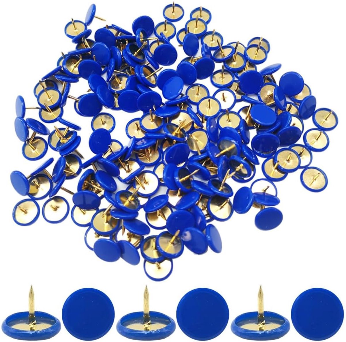 150 stuks duimspijkers pushpins bordspelden voor school, kantoor, kaart, fotowand, kurkbord bulletin (blauw)
