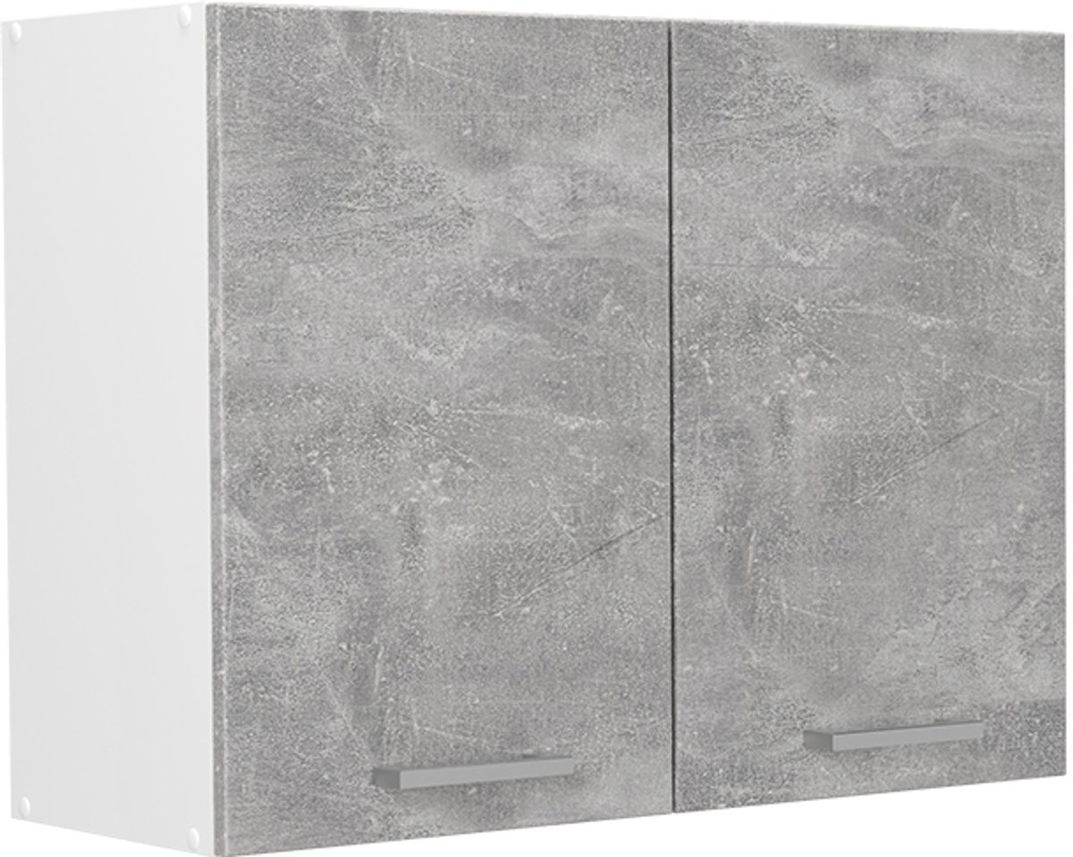 Vicco Glazen keukenkast R-Line, Beton/Wit, 80 cm