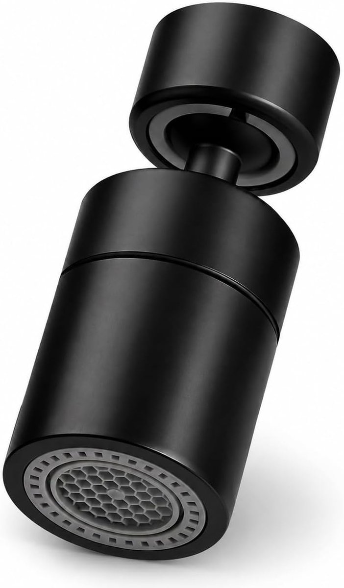 360 graden, keukenkraan, draaibare kraanbeluchter met adapters M22/M24, kraanadapter, spatbescherming voor gootsteen en badkamer, zwart