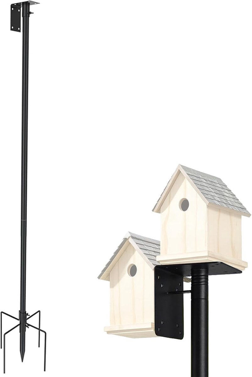 vogelhuisstandaard, metaal, universele montagestandaard met 5-puntige sokkel, voor tuin, balkon, outdoor, erf (234 cm)