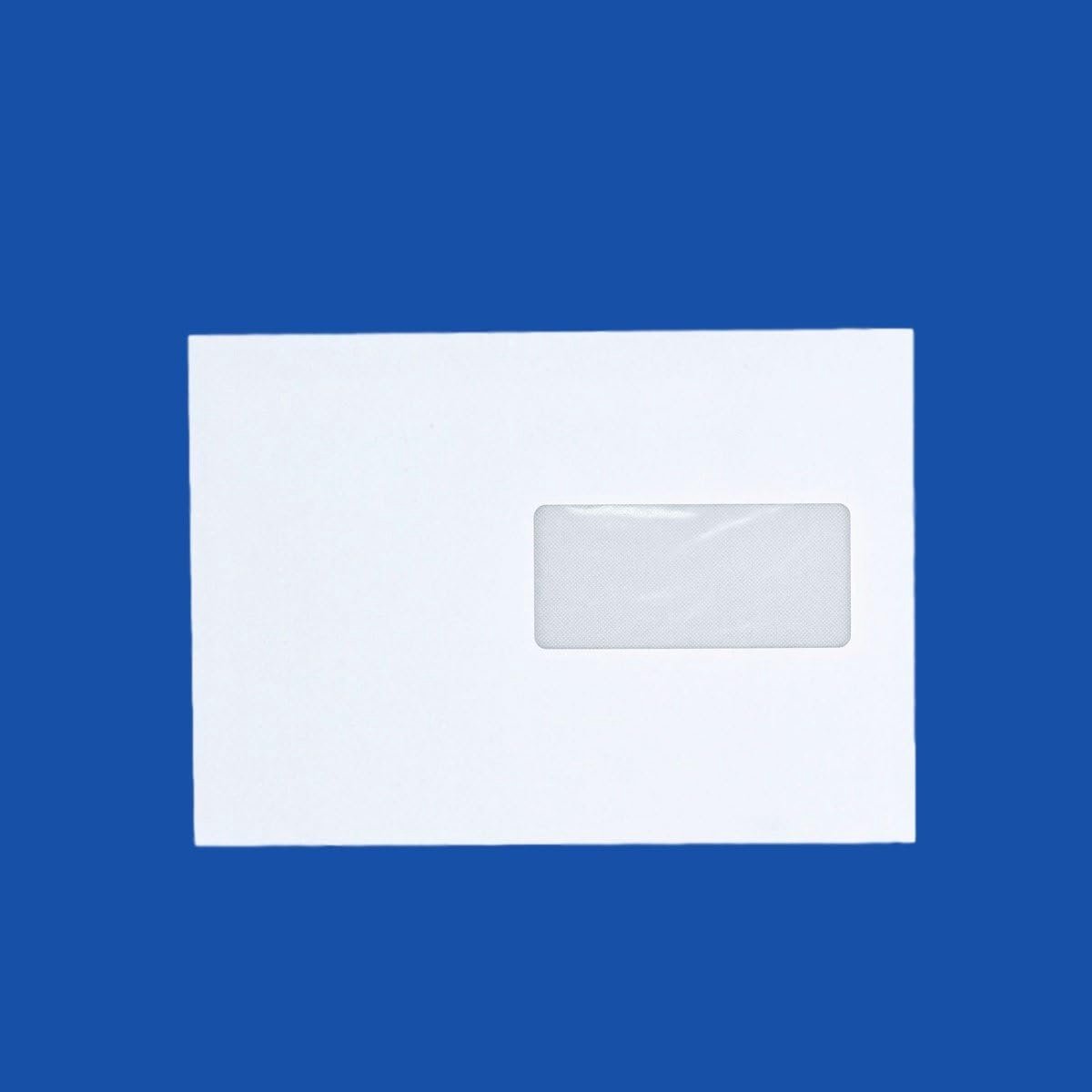 20 A5 Mail Envelop met Venster - C5 Wit Vellum Papier 90g Formaat 162 x 229 mm Wit met Tape Sluiting