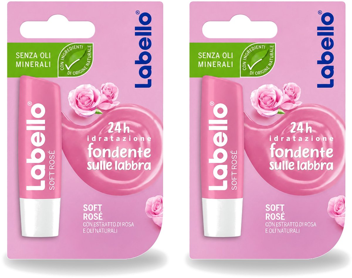 2 x Labello – Lippenbalsem – Soft Rosé - Voordeelverpakking - 2 stuks