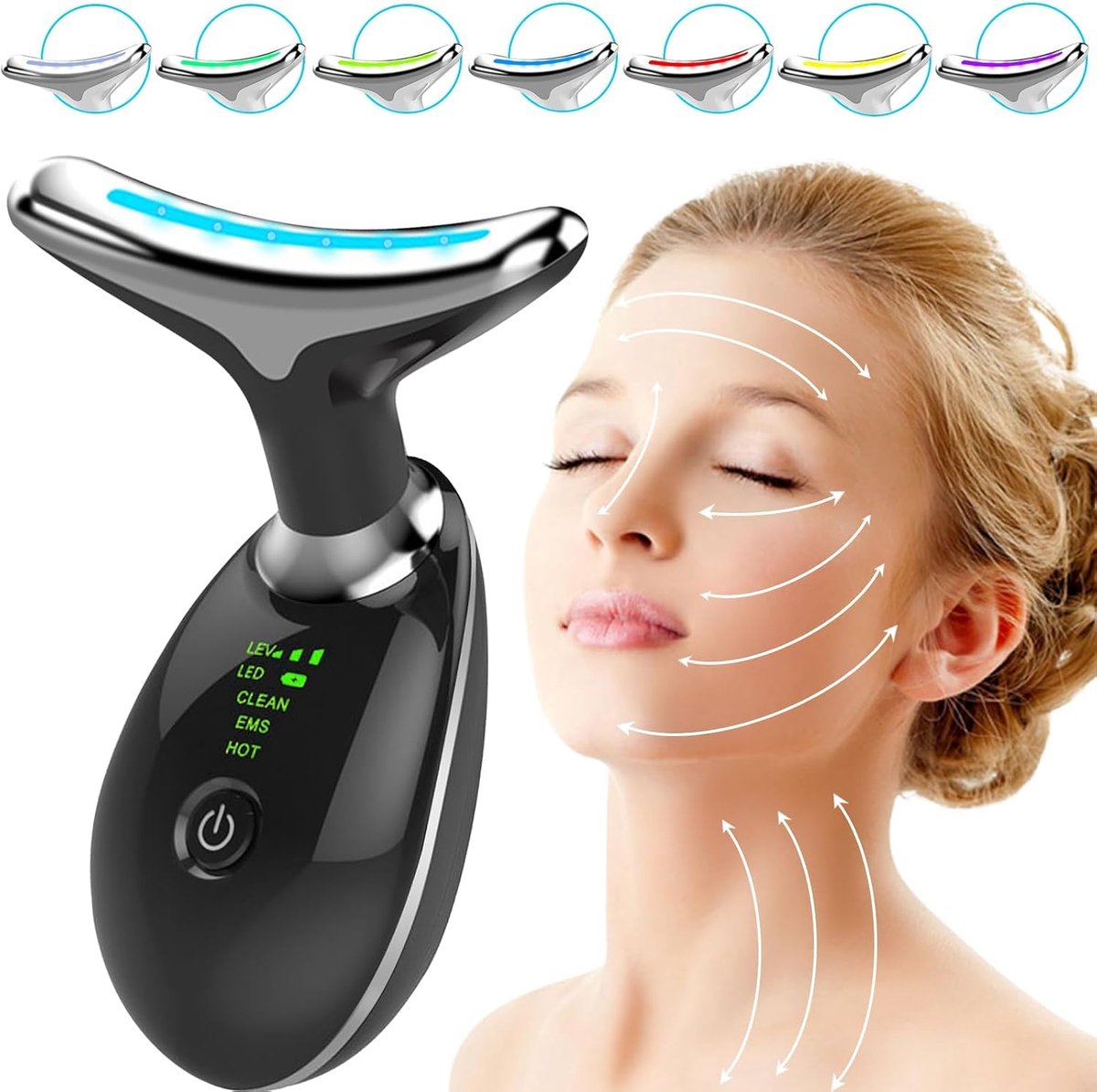 Gezichtsmassage Apparaat EMS met Warmtefunctie – Anti-Rimpel Face Lifting – 3 Standen – Zwart