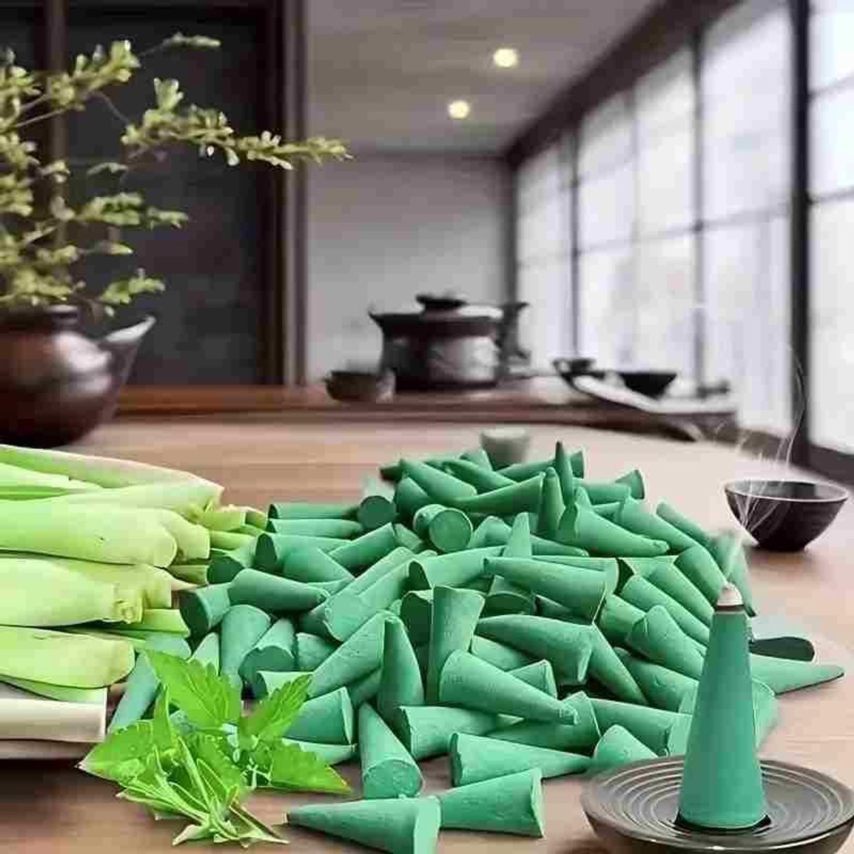 Wierookkegels, natuurlijke citronella wierookkegels met geurmix, citroengras incense voor gebruik buitenshuis, op het terras, picknick, camping, tafeldecoratie, slaapkamer