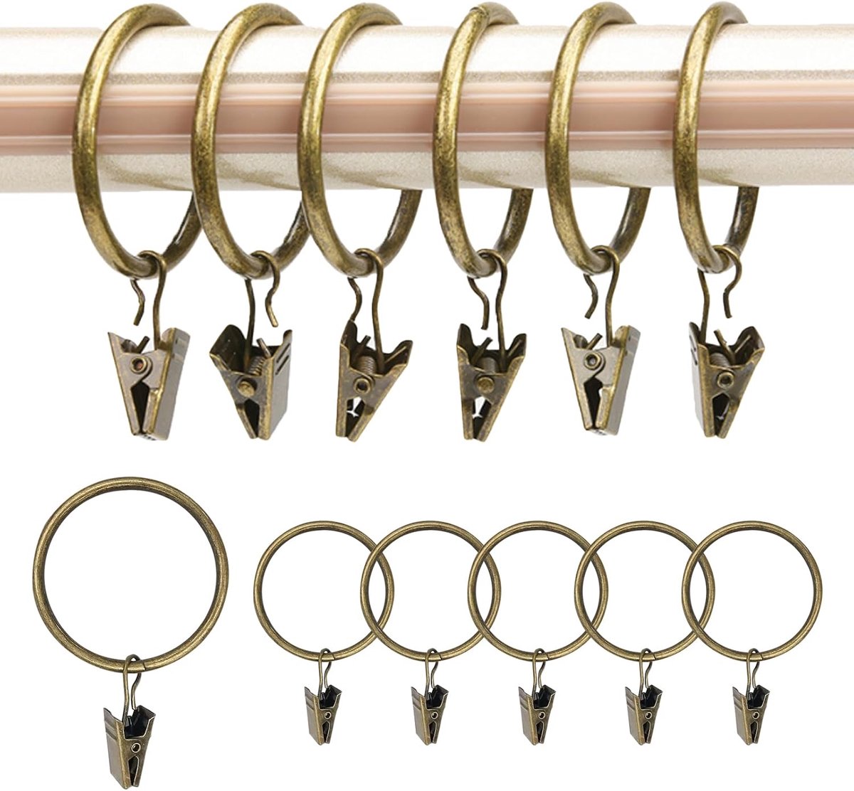 30 stuks gordijnringen met klem, binnendiameter 32 mm
