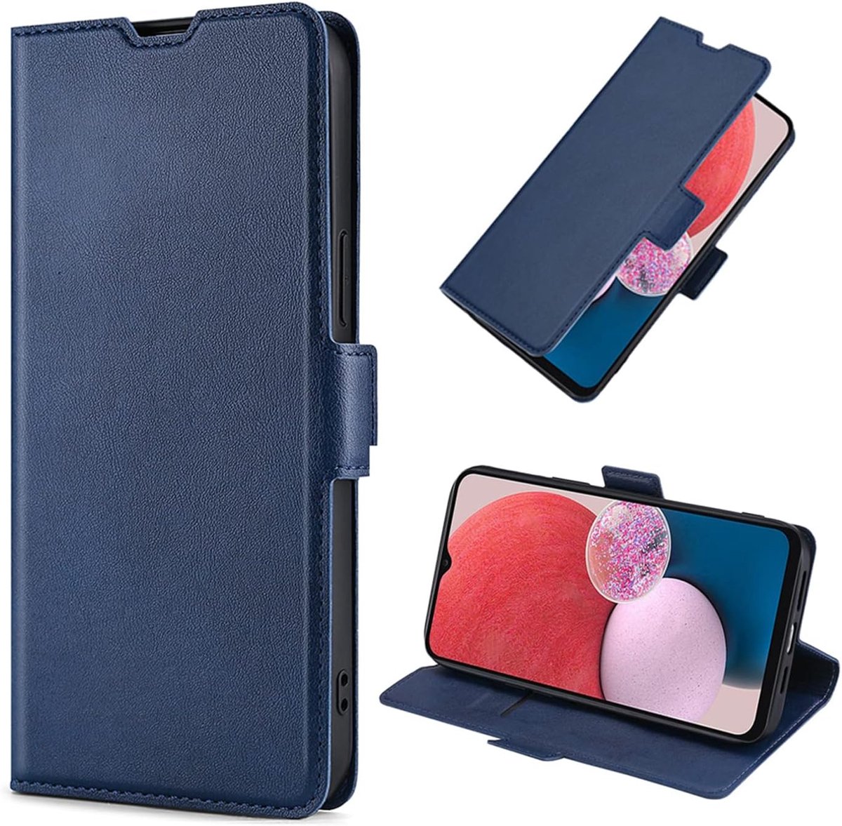 Compatibel met Oppo A58 4G, Premium Lederen Flip Wallet Telefoon Case Cover Pouch voor Oppo A58 4G - Blauw