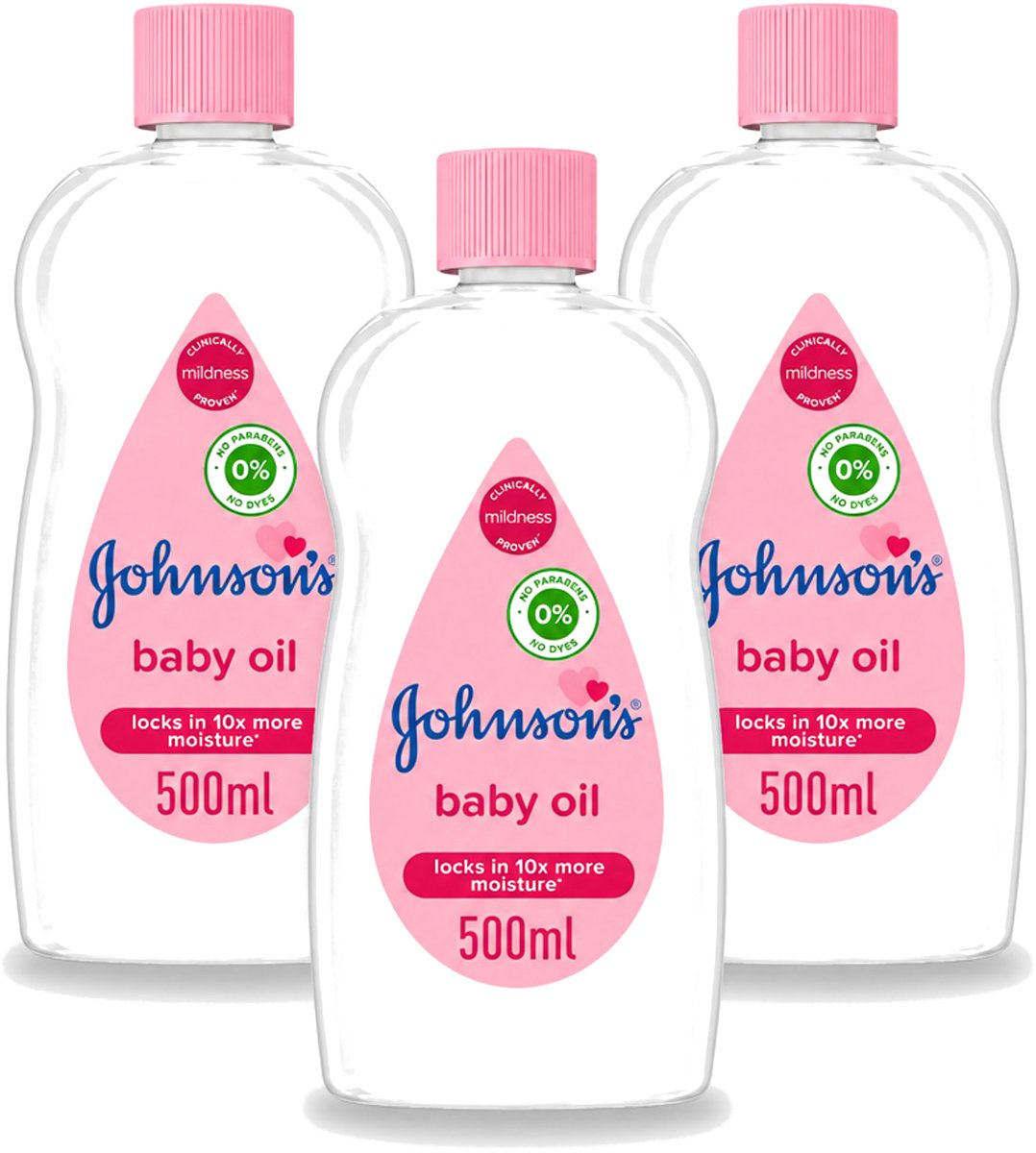 3 x Johnson's - Baby Olie - Verzachtend - Hydraterend - 500 ml - Voordeelverpakking - 3 stuks