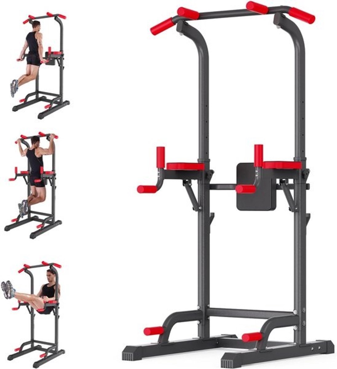 Multifunctioneel Krachttrainingsstation met Verstelbare Hoogte voor Pull-ups, Dips en Push-ups