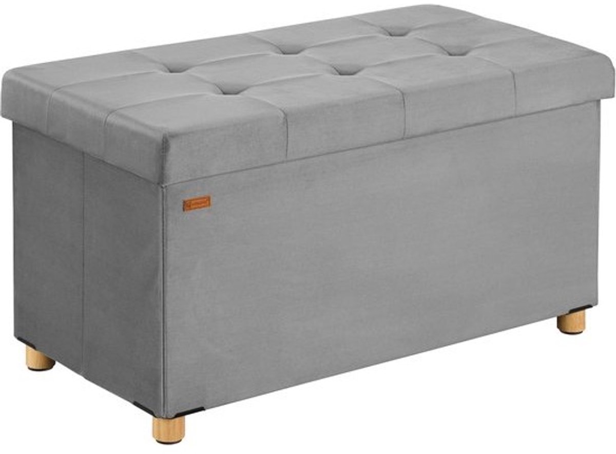 Zitbank met opbergruimte 76 cm - Fluweel, Opvouwbaar, Belastbaar tot 300 kg