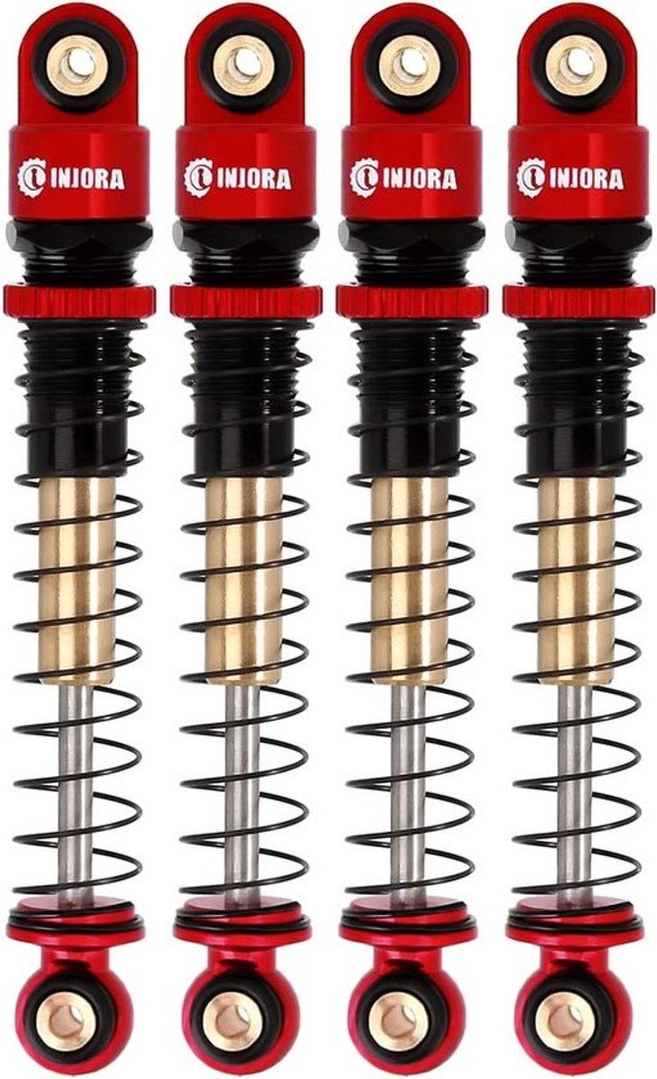 RC Schokdemper 43mm Teleschokken met Schroefdraad voor 1:24 Crawler - Rood, 4 Stuks