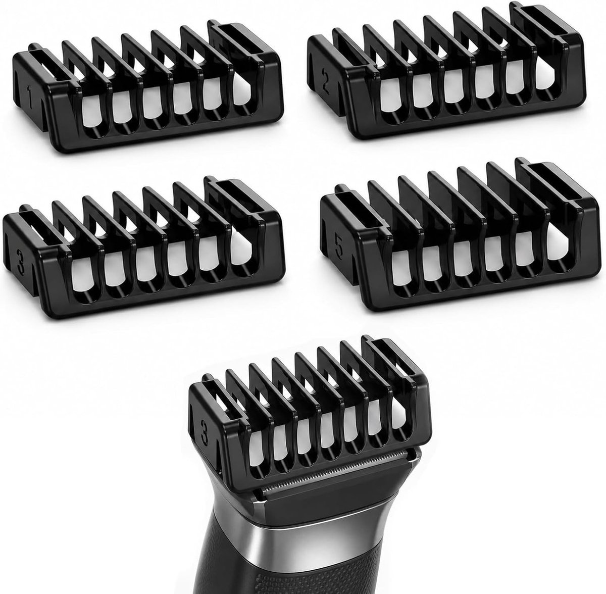 Set van 4 Vervangende Scheermesjes Geschikt voor Diverse Trimmers en Scheerapparaten, Ideaal voor Precisie Scheren en Trimwerk, Inclusief 1/2/3/5 mm Opzetstukken